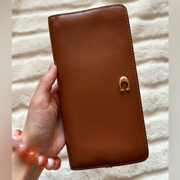 💜SOLD💜Coach Smooth Leather Essential Slim Wallet In Saddle CH823 - Picture 2 of 16